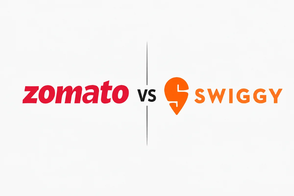 Zomato vs Swiggy - market analysis illustration